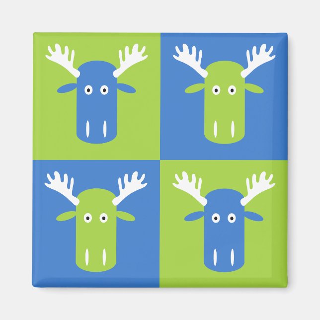 Imán de arte pop de cabeza de alce (Frente)