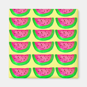 Imán de arte pop de fruta de la sandía rosa