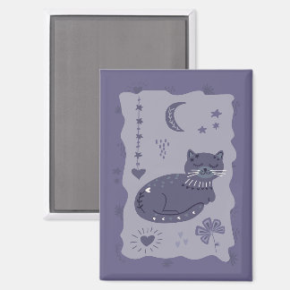 Imán de Arte Popular Gato Nocturno Caprichoso