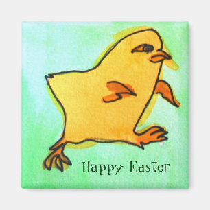 Imán de arte retro amarillo de Pascua