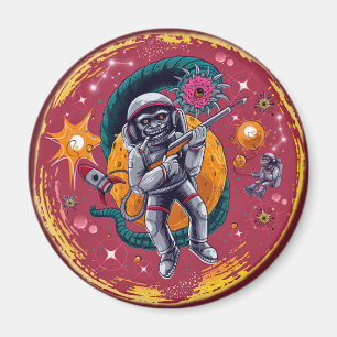 Imán de astronauta de chimpancé espacial - Retro S