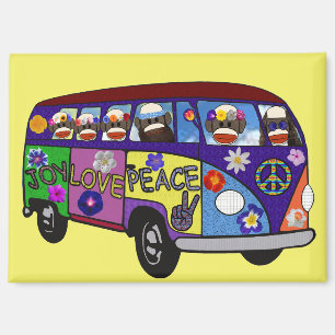 Imán de autobús de la paz del mono de calcetín