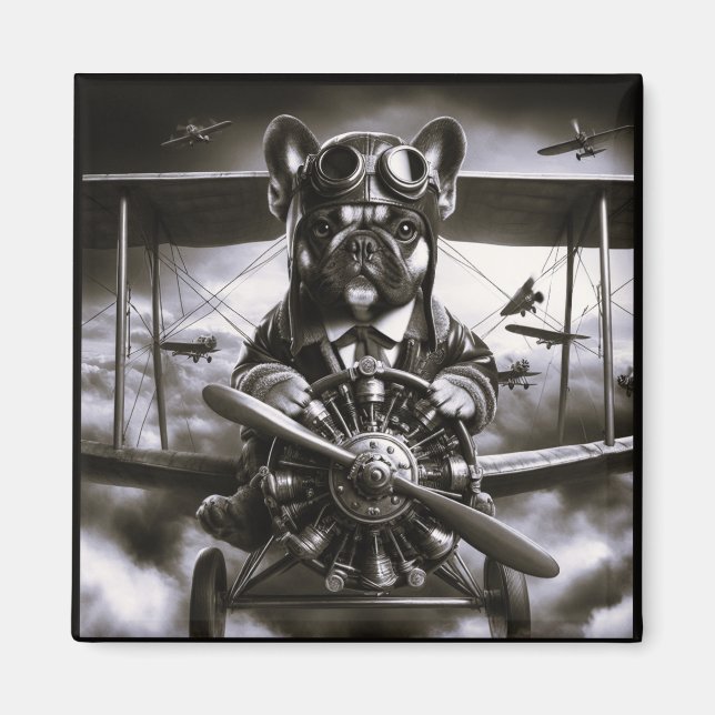 Imán de aviador de Bulldog francés (Frente)