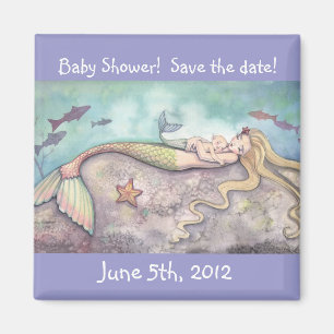 Imán de aviso de Baby Shower de Sirena Dulce