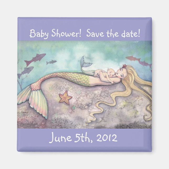 Imán de aviso de Baby Shower de Sirena Dulce (Frente)