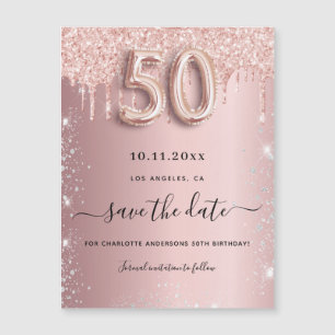 Imán de aviso de celebración con brillo rosa para