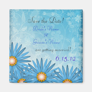 Imán de aviso de fecha de Blue Flower Cheerful