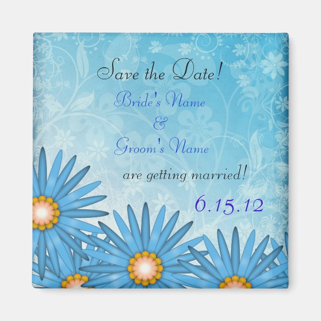 Imán de aviso de fecha de Blue Flower Cheerful (Frente)