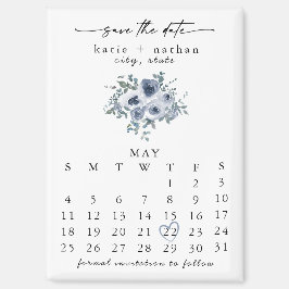 Imán de aviso de fecha de dusty blue floral