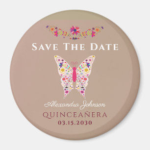 Imán de aviso de Quinceañera rosa para guardar la