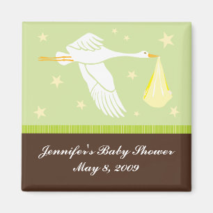Imán de Baby Shower de la cigüeña - verde/Brown