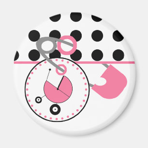 Imán de Baby Shower - lunar y Pin rosado del pañ