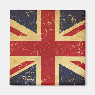 Imán de bandera británica vintage grunge Union Jac