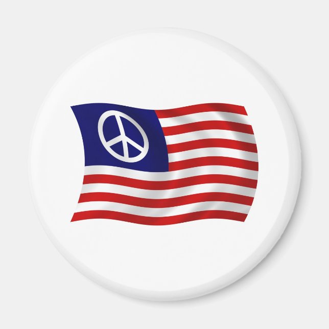 Imán de bandera con signo de paz de EE. UU. (Frente)