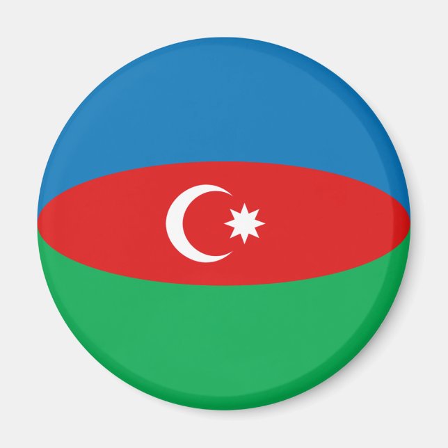 Imán de bandera de Azerbaiyán con ojo de pez (Frente)