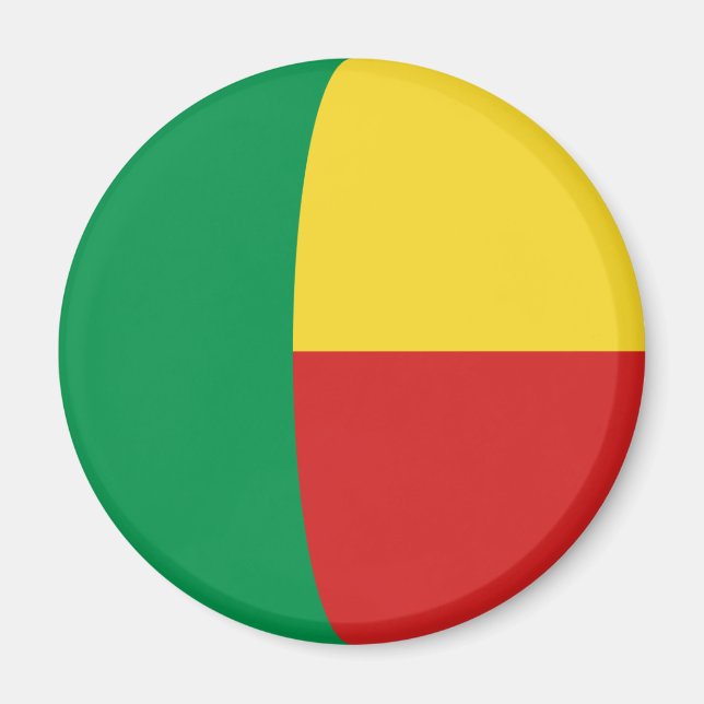 Imán de bandera de Benín ojo de pez (Frente)