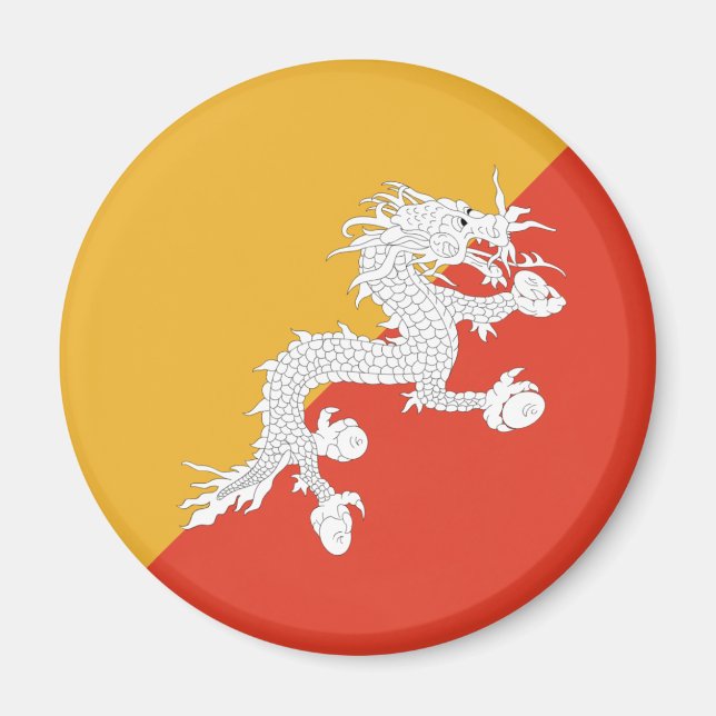 Imán de bandera de Bhután con ojo de pez (Frente)