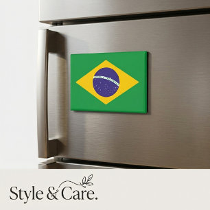 Imán de bandera de Brasil decoración vibrante y pa
