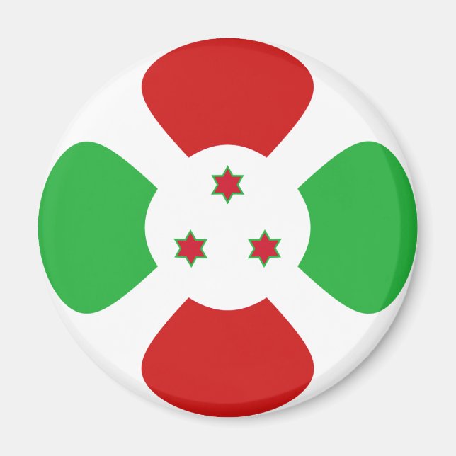 Imán de bandera de Burundi ojo de pez (Frente)