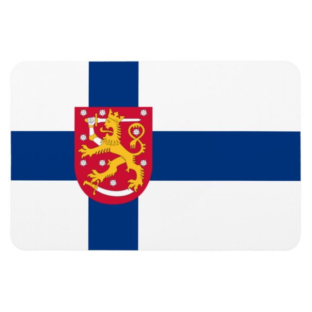 Imán de Bandera de Finlandia - Cruz y Armas (Horizontal)