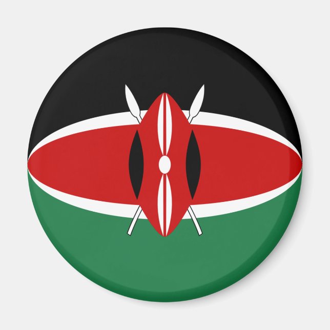 Imán de bandera de Kenia de ojo de pez (Frente)