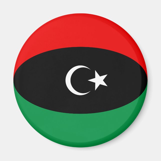 Imán de bandera de Libia ojo de pez (Frente)