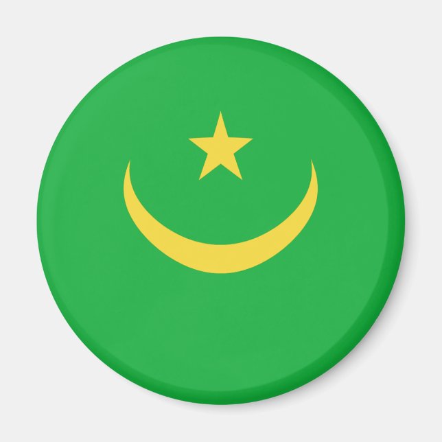 Imán de bandera de Mauritania ojo de pez (Frente)