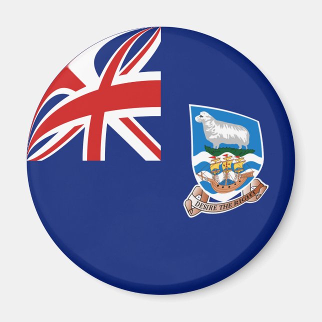 Imán de bandera de ojo de pez de las Islas Malvina (Frente)