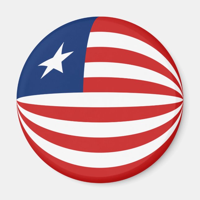 Imán de bandera de ojo de pez de Liberia (Frente)