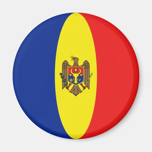 Imán de bandera de ojo de pez de Moldavia (Frente)