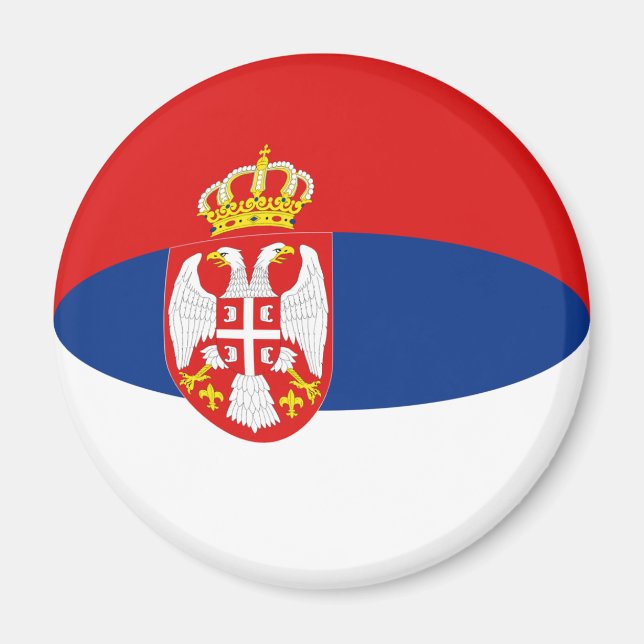 Imán de bandera de ojo de pez de Serbia (Frente)