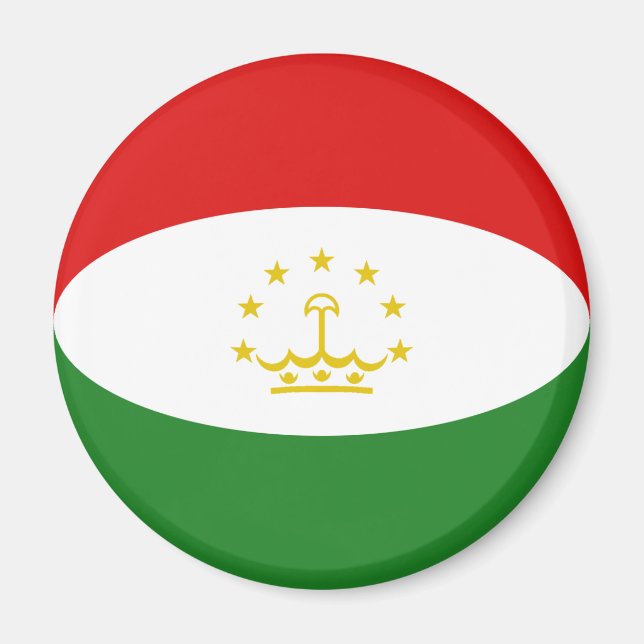 Imán de bandera de ojo de pez de Tayikistán (Frente)