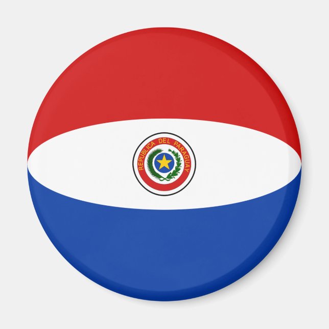Imán de bandera de Paraguay con efecto ojo de pez (Frente)