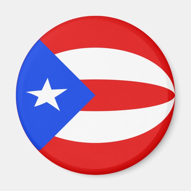 Imán de bandera de Puerto Rico ojo de pez (Frente)