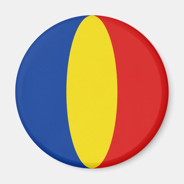 Imán de bandera de Rumania ojo de pez (Frente)
