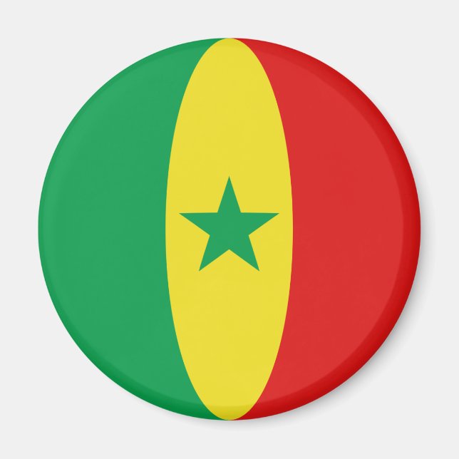 Imán de bandera de Senegal ojo de pez (Frente)