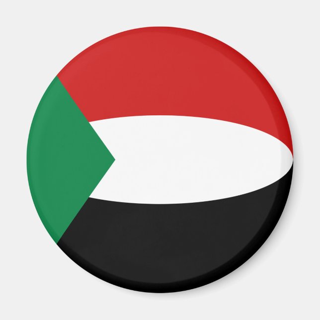 Imán de bandera de Sudán ojo de pez (Frente)