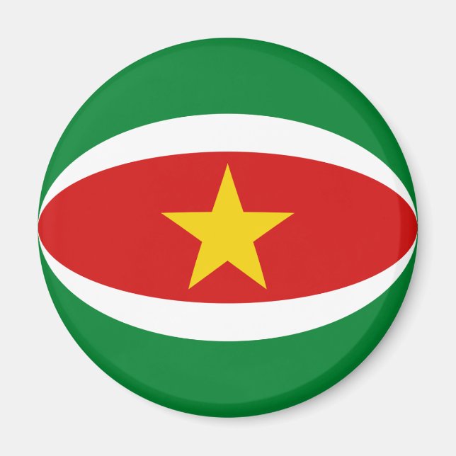 Imán de bandera de Surinam con ojo de pez (Frente)
