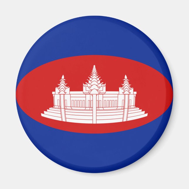 Imán de bandera ojo de pez de Camboya (Frente)