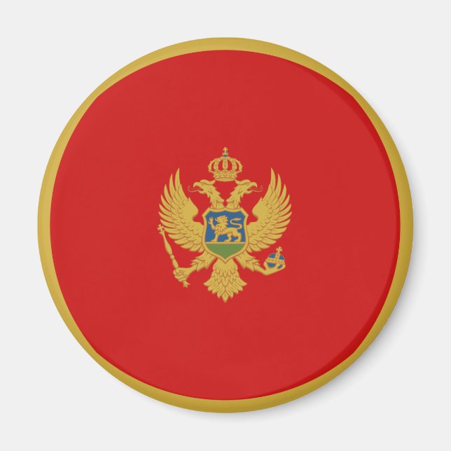Imán de bandera ojo de pez de Montenegro (Frente)