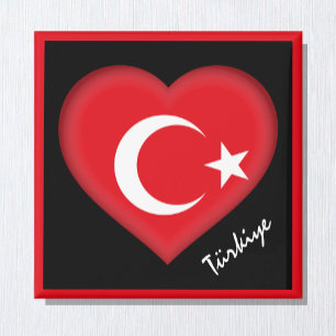 Imán de bandera turca, Corazón, viaje, Turquía