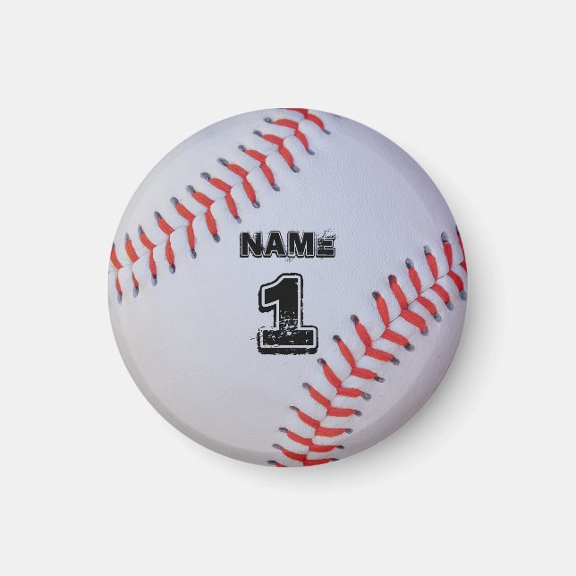 Imán de béisbol personalizado. (Frente)
