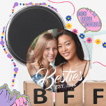 Imán de Besties para el mejor imán fotográfico de<br><div class="desc">Imán fotográfico personalizado para los mejores amigos con "Besties" y "Est". 20XX" para tu foto de BFF y año personalizado de convertirse en los mejores amigos.</div>