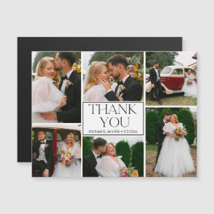 imán de boda collage de 6 fotos elegante gracias