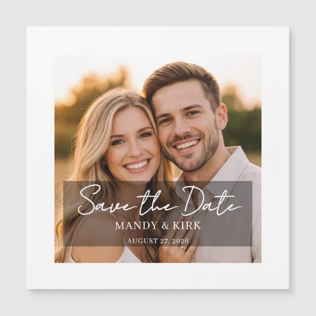 Imán de boda con foto personalizada para guardar l (Anverso)