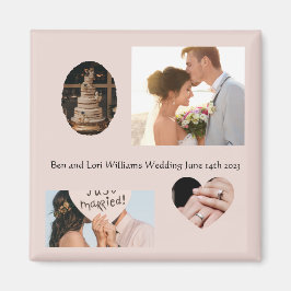 Imán de boda con texto y cuatro fotos de ancla de 