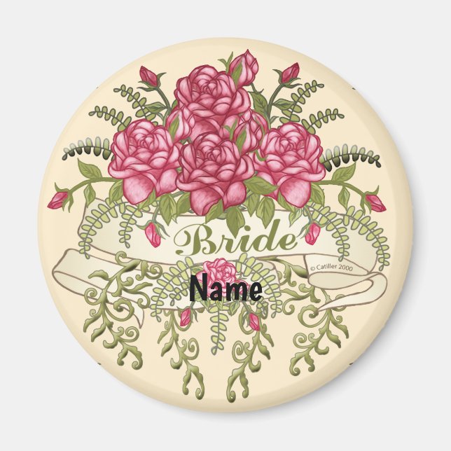Imán de boda de la novia de Rosas (Frente)