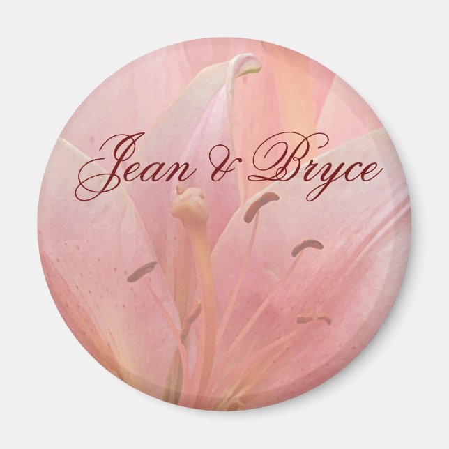 Imán de boda de lirio tigre rosa (Frente)
