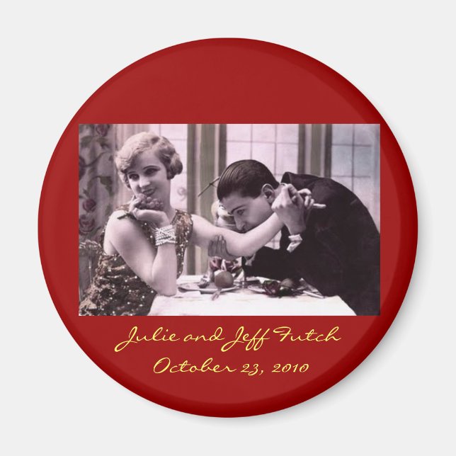 imán de boda fotográfico vintage (Frente)