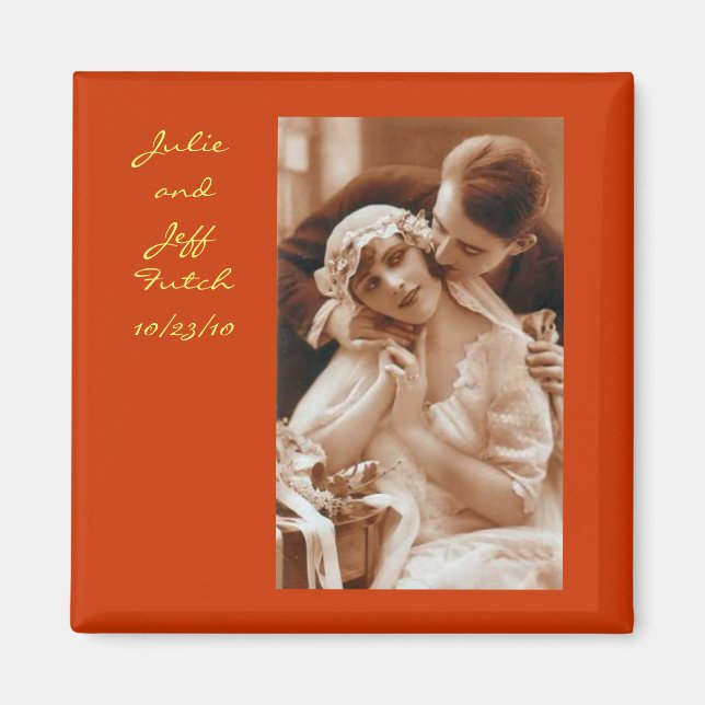 imán de boda fotográfico vintage (Frente)